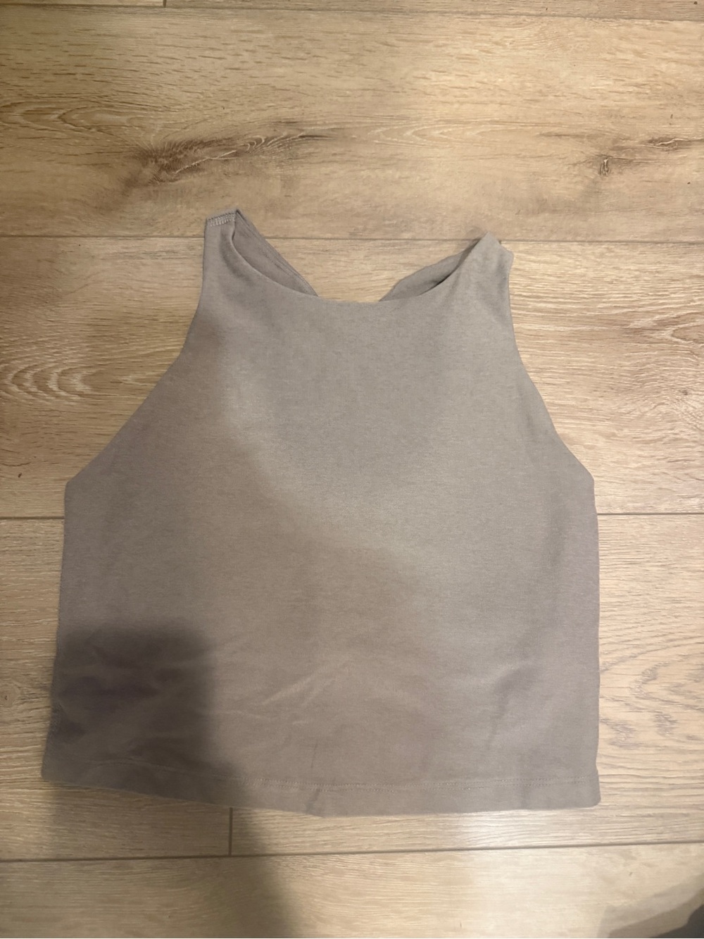 Beyond Yoga Taupe High Neck Cropped Tank
